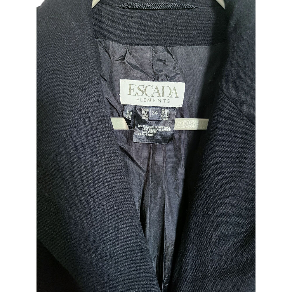 ESCADA Elements Wool Button Front Blazer Black Vintage Size 34 US Size 4 - Picture 2 of 6